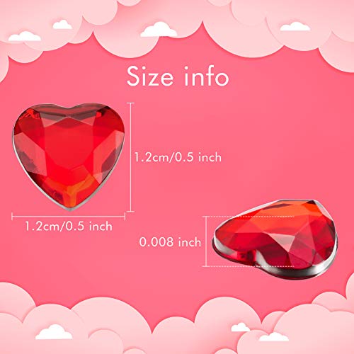 CHENGU Valentines Day Acrylic Heart 3D Acrylic Heart Rhinestones Flat Red and Back Decoration Wedding Table Scatter Decoration for DIY Crafts Jewelry Making, 0.5 Inch(100 Pcs) - Image 2