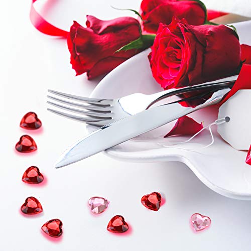CHENGU Valentines Day Acrylic Heart 3D Acrylic Heart Rhinestones Flat Red and Back Decoration Wedding Table Scatter Decoration for DIY Crafts Jewelry Making, 0.5 Inch(100 Pcs) - Image 5