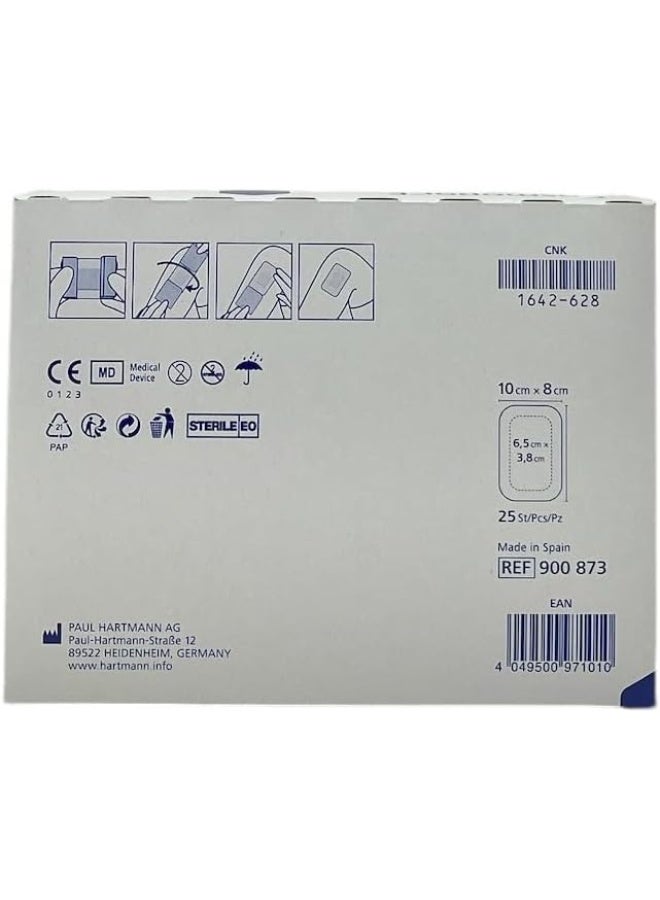 Hartimann ضمادات جروح لاصقة معقمة كوزموبور E 10 سم × 8 سم × 25 قطع جراحية حروق - Image 2