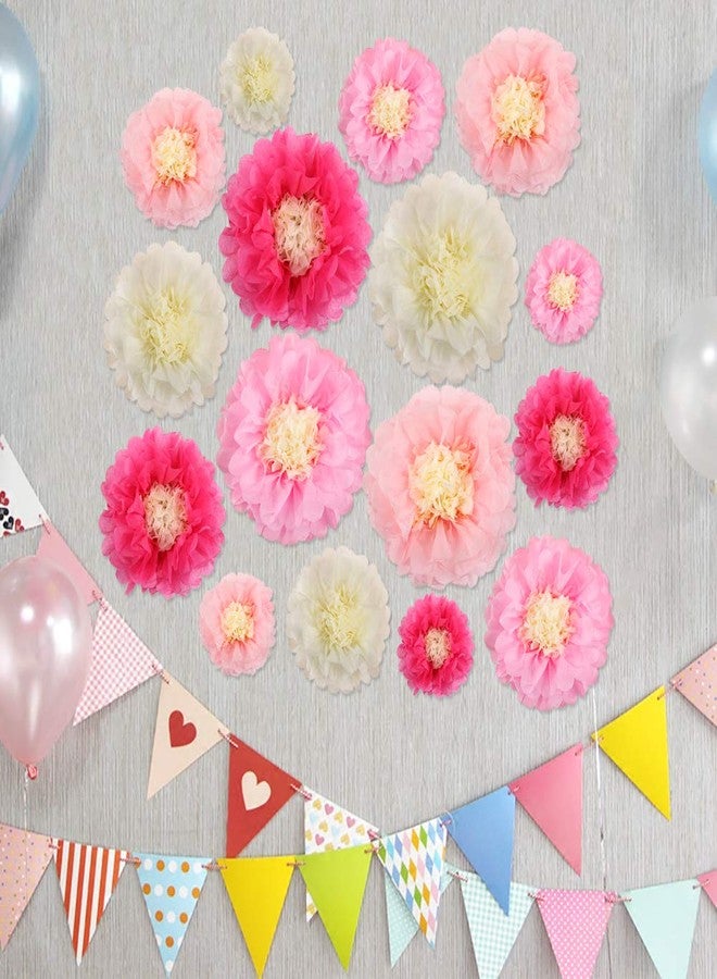 Aunifun 16 Pieces Paper Flower Tissue Paper Chrysanth Flowers DIY Crafting for Wedding Backdrop Nursery Wall Decoration -Multicolor Paper Flower - Image 5