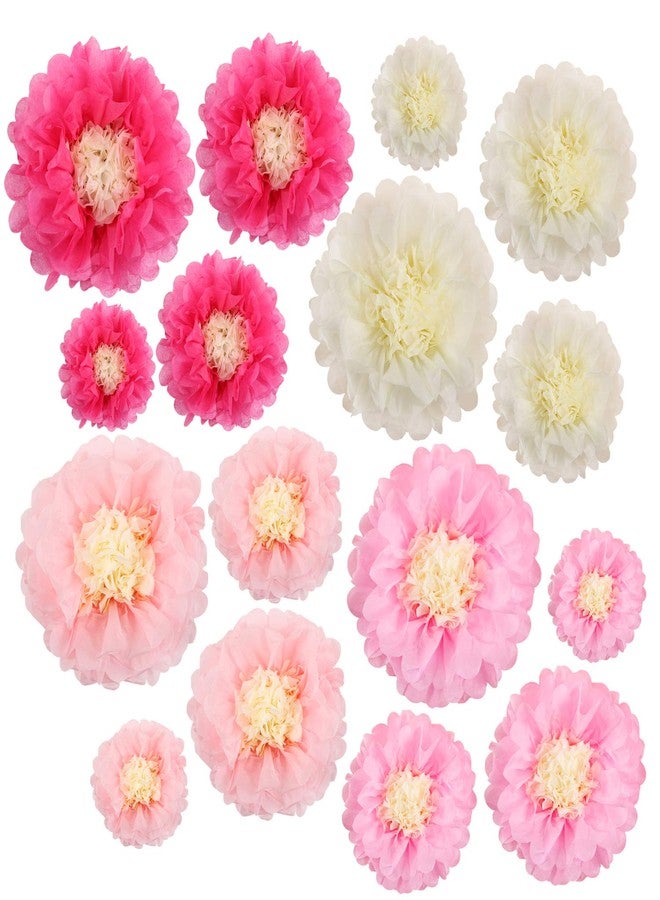 Aunifun 16 Pieces Paper Flower Tissue Paper Chrysanth Flowers DIY Crafting for Wedding Backdrop Nursery Wall Decoration -Multicolor Paper Flower - Image 2