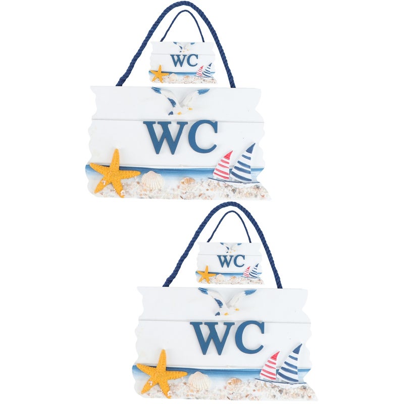 4 Pcs Toilet Signs WC Sign Door Sign Hanging WC Door Sign for Washroom Restroom - Image 1