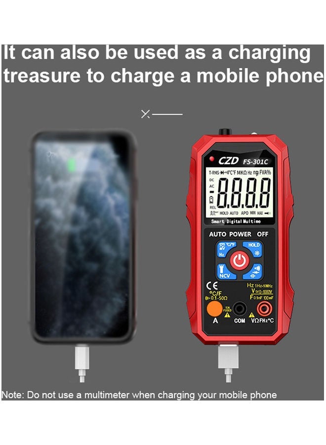 NIBEMINENT Intelligent Portable Multimeter With Large Display Red/Black/Blue - Image 4