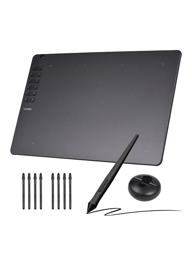 Generic - T1161 Graphics Drawing Tablet Ultra-thin Art Creation Sketch with Battery-free Stylus 8 Pen Nibs 8192 Levels Pressure 12 Customized Shortcut Keys Compatible with Windows Android OTG 11.8''x7.4'' - Image 1