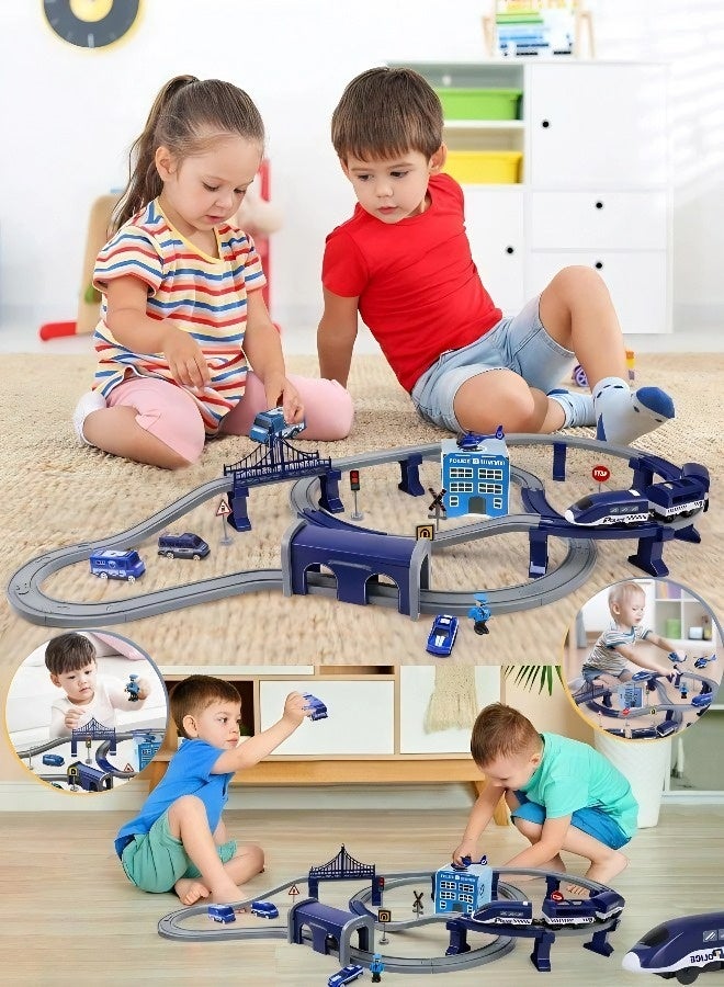 92PCS STEM Police Electric Train Set - City Rescue Train Track Toy for Children Ages 3+, Ideal Gift for Eid al-Fitr, Eid al-Adha, and Birthdays - Image 3