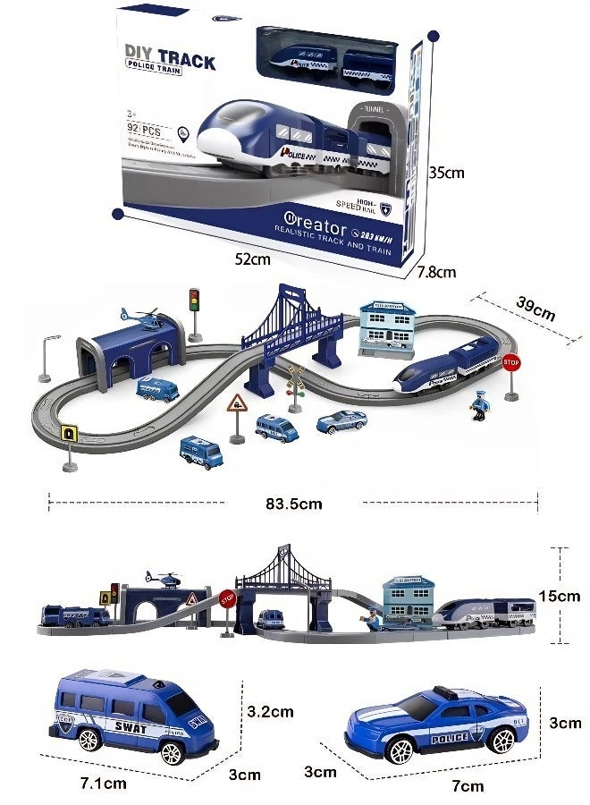 92PCS STEM Police Electric Train Set - City Rescue Train Track Toy for Children Ages 3+, Ideal Gift for Eid al-Fitr, Eid al-Adha, and Birthdays - Image 2