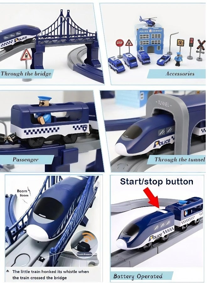 92PCS STEM Police Electric Train Set - City Rescue Train Track Toy for Children Ages 3+, Ideal Gift for Eid al-Fitr, Eid al-Adha, and Birthdays - Image 5