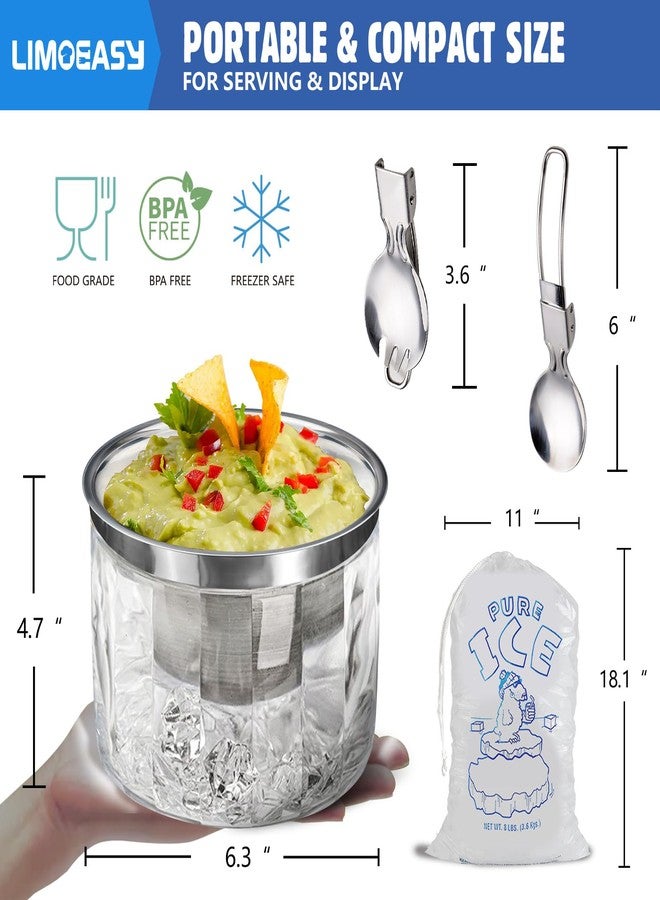 LIMOEASY Small Chilled Serving Bowl 2 Pack, 25oz Ice Chilled Dip Bowl with Lid for Parties, Cold Serving Dish for Hummus, Salsa, Guacamole, Sauces, Pasta - Image 3