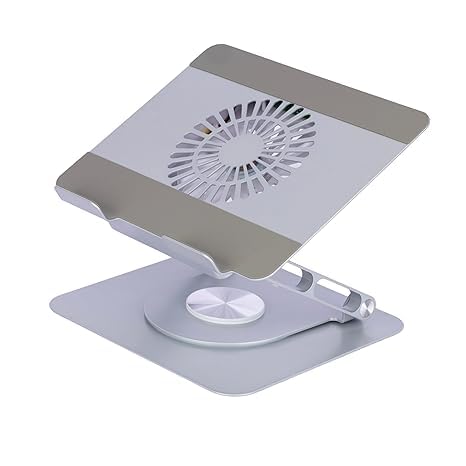 OCTOPUSPRIME OCTOPUSPRIME Laptop Holder with Cooling Fan Bluetooth Speaker for OfficeAdjustable Height Notebook Holder Riser Metal 360 Rotating Laptop Stand  - Image 1