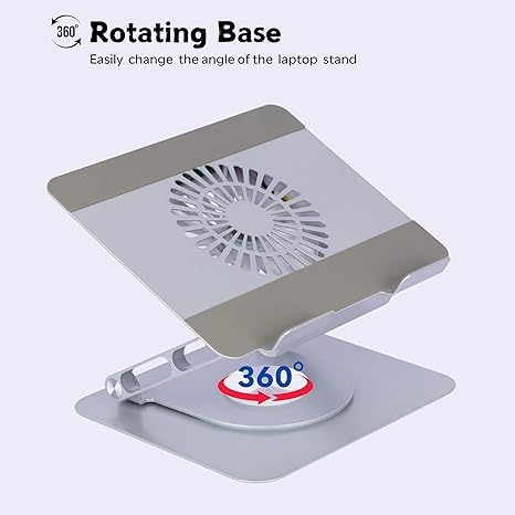 OCTOPUSPRIME OCTOPUSPRIME Laptop Holder with Cooling Fan Bluetooth Speaker for OfficeAdjustable Height Notebook Holder Riser Metal 360 Rotating Laptop Stand  - Image 4