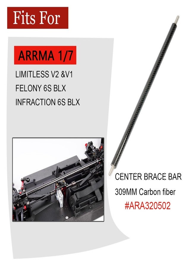 MOSHNOLY Carbon Fiber Center Brace Bar for Arrma 1/7 Limitless F1 Felony/Infraction/Limitless 6S, Center Support Bar Carbon Material Upgrades Replace Part ARA320502-1/7 Limitless/Felony/Infraction - Image 2