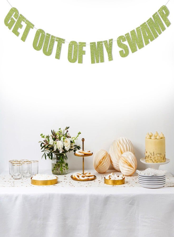 Ramciyo Get out of my Swamp Bunting Banner, Green Glitter Birthday Party Decorations, Funny Housewarming Party Decor - Image 2