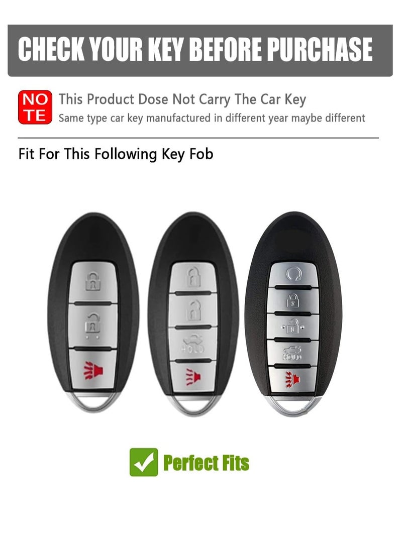 Leather Car Key Fob Cover for Nissan Altima Rogue Sentra Patrol Pathfinder Frontier Maxima Titan Murano Versa Armada GTR for Infiniti (Blue) - Image 2