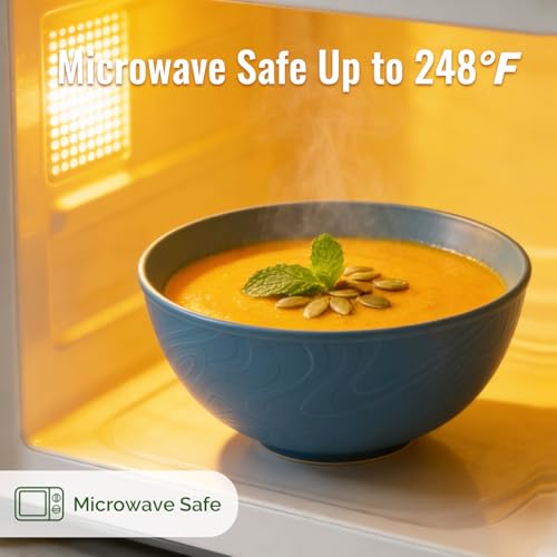 BUSOKIP 40OZ Wheat Straw Bowls Sets of 8, Unbreakable & Thick Ramen Bowl, Microwave & Dishwasher Safe Large Soup Bowls, Reusable Plastic Cereal Bowls for Party, Camping, Patio Dinning, RVs- Multi - Image 4