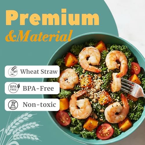 BUSOKIP 40OZ Wheat Straw Bowls Sets of 8, Unbreakable & Thick Ramen Bowl, Microwave & Dishwasher Safe Large Soup Bowls, Reusable Plastic Cereal Bowls for Party, Camping, Patio Dinning, RVs- Multi - Image 3