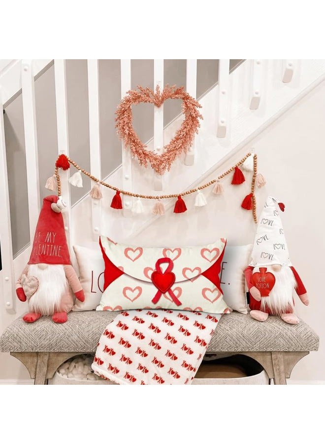 RABUSOFA Valentines Pillow Covers 12x20 inch Valentines Day Decoration Red Love Heart Envelope Anniversary Wedding Lumbar Throw Pillowcase for Couch Home Decor - Image 5