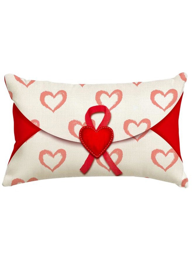 RABUSOFA Valentines Pillow Covers 12x20 inch Valentines Day Decoration Red Love Heart Envelope Anniversary Wedding Lumbar Throw Pillowcase for Couch Home Decor - Image 1