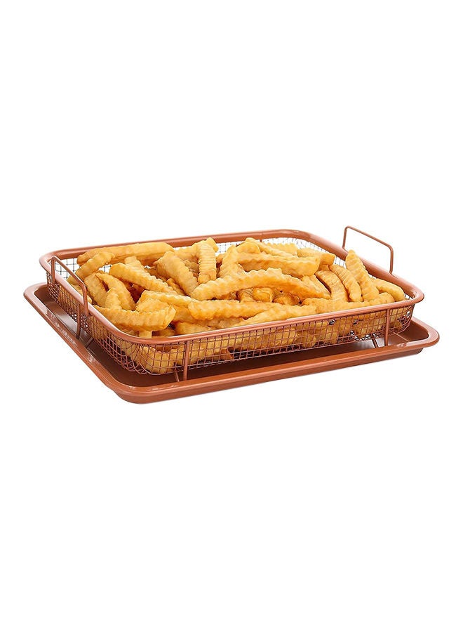Suprcrne French Fries Basket Pan Copper Plating Crisper Non-Stick Oven Mesh 