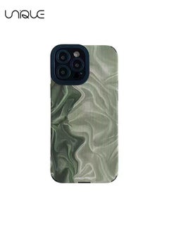 Unique Compatible with iPhone 15 Pro Case, Green Gradient Wave Pattern Phone Case, All Inclusive Camera Protection, Shockproof Phone Case (Gradient Green)  - Image 1