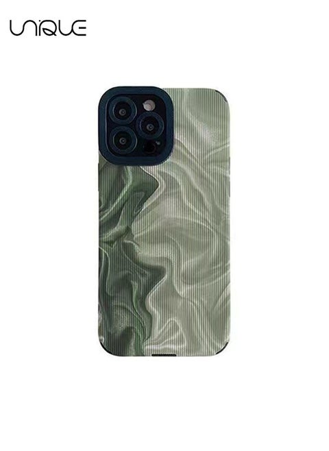 Compatible with iPhone 15 Pro Case, Green Gradient Wave Pattern Phone Case, All Inclusive Camera Protection, Shockproof Phone Case (Gradient Green)