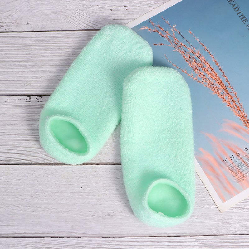 1 Pair Gel Moisturizing Heel Socks Anti-cracking Ankle Socks Portable Heel Protector Foot Care Socks (Green) - Image 1