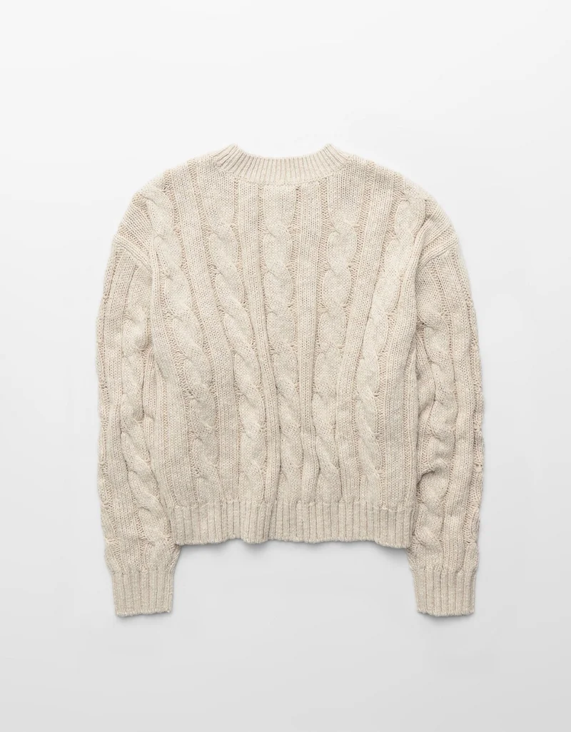 American Eagle  AE Cropped Cable Knit Sweater for Women | Best Price UAE