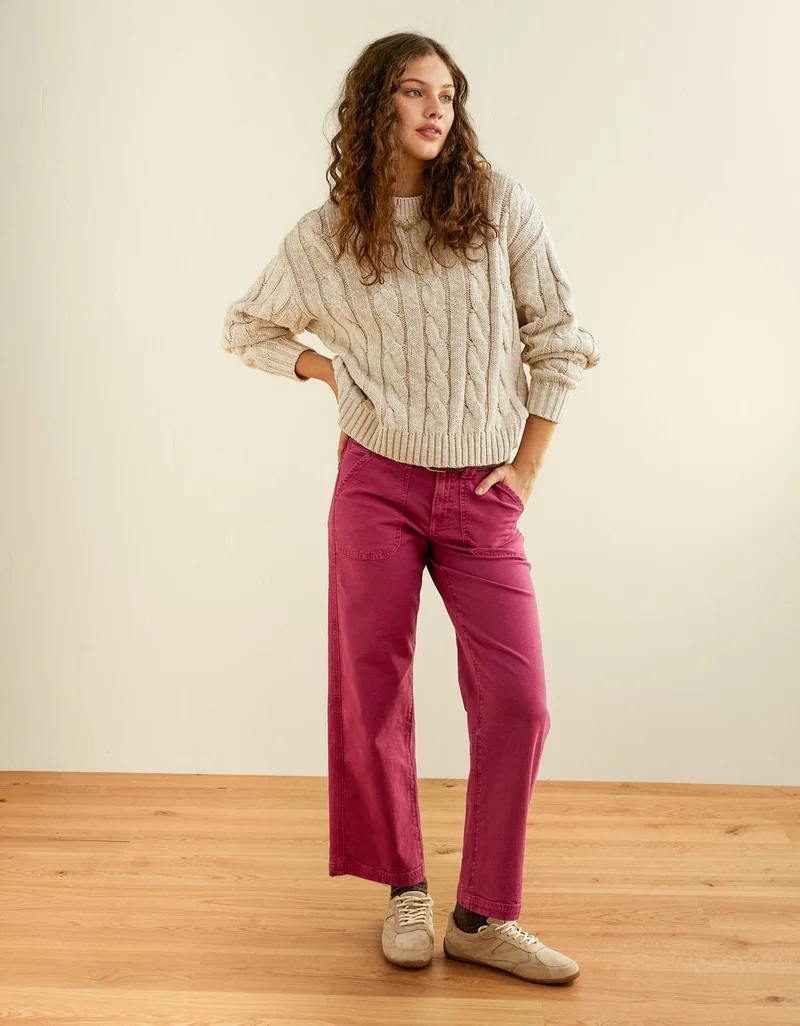 AE Cropped Cable Knit Sweater