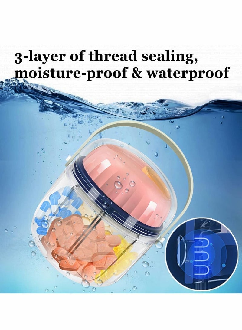 Bluejw Portable Pill Box, Weekly Organizer 7-Day Travel Medicine BPA Free Moisture Proof Container for Vitamins, Fish Oils, Supplements - Pink - Image 5
