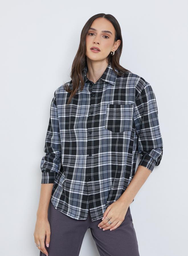 Styli Checked Buttoned Shirt with Chest Pocket - Image 1