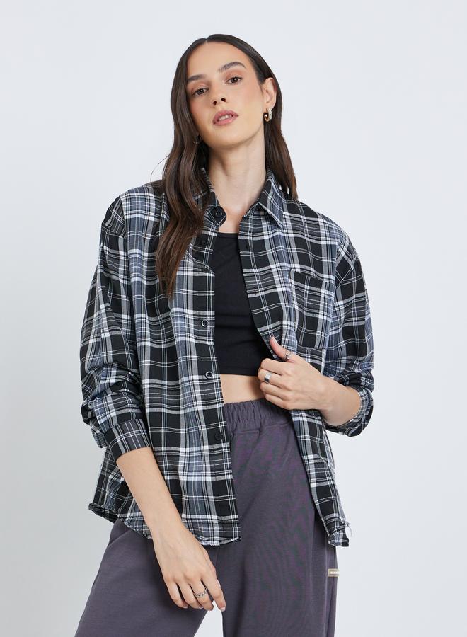 Styli Checked Buttoned Shirt with Chest Pocket - Image 2