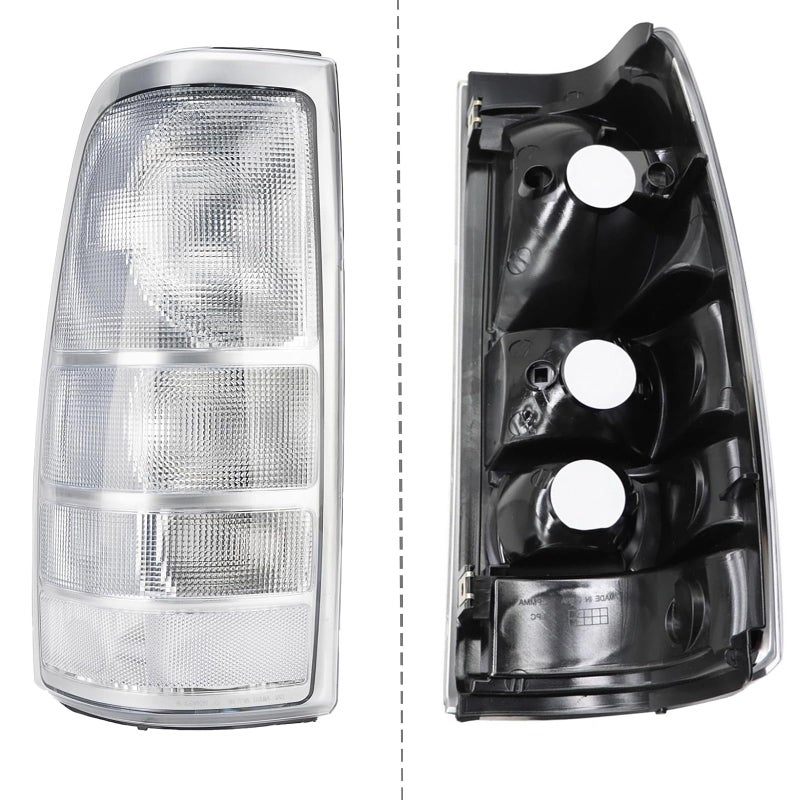 APSVE White Tail Lights Assembly Rear Brake Lamp Compatible With 1999-2002 Chevy Silverado 1500 2500 3500 1500 HD 2500HD,99-06 GMC Sierra Taillights Rear Brake Lamp With Bulb,Chrome Housing Clear Lens - Image 4