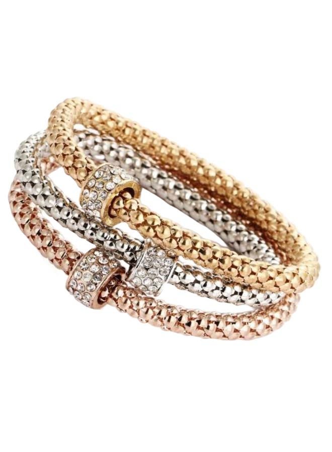 3-Piece Alloy Rhinestone Bangle Set  - Image 1