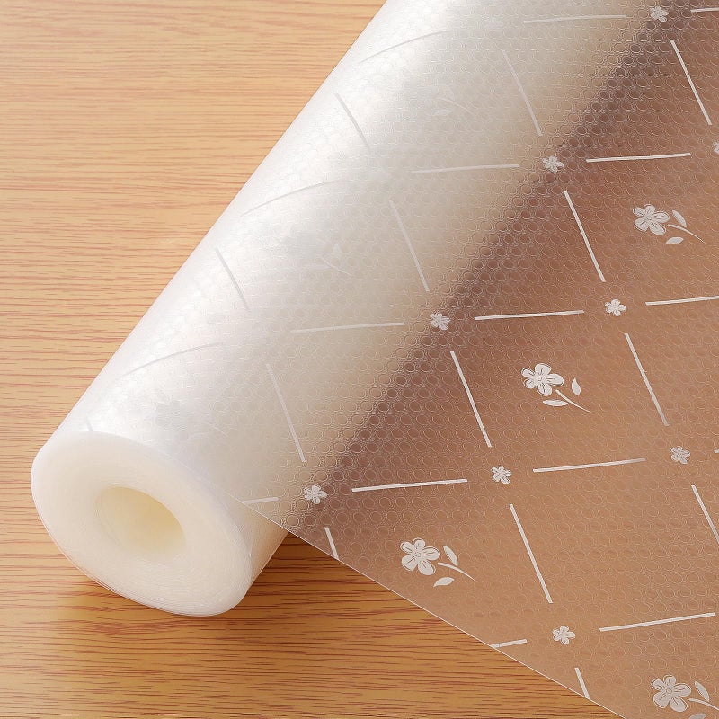 INNOLITES Kitchen Cabinet Shelf Liner, Non-Adhesive Refrigerator & Drawer Liner, Waterproof EVA with Floral, Easy to Clean & BPA-Free (White Daisy, 17.5" x 78.7") - Image 1