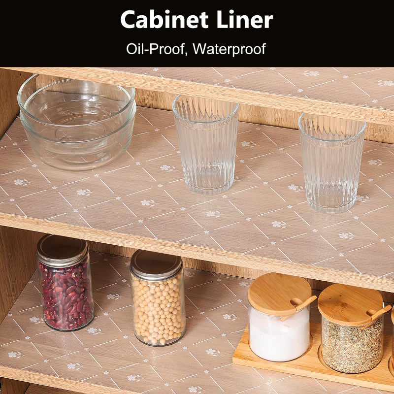 INNOLITES Kitchen Cabinet Shelf Liner, Non-Adhesive Refrigerator & Drawer Liner, Waterproof EVA with Floral, Easy to Clean & BPA-Free (White Daisy, 17.5" x 78.7") - Image 2