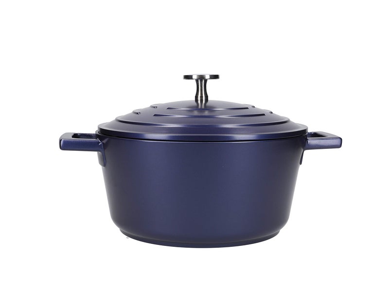 MasterClass Small Casserole Dish with Lid 25L20cm Lightweight Cast Aluminium Induction Hob and Oven Safe Blue