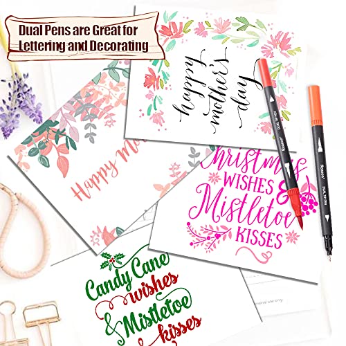 Reaeon Coloring Markers Pen, Dual Brush Tip Marker for Adult Coloring, 34 Color Calligraphy Fine Tip Pen for Beginner Journal Planner, Drawing, Doodle - Image 3