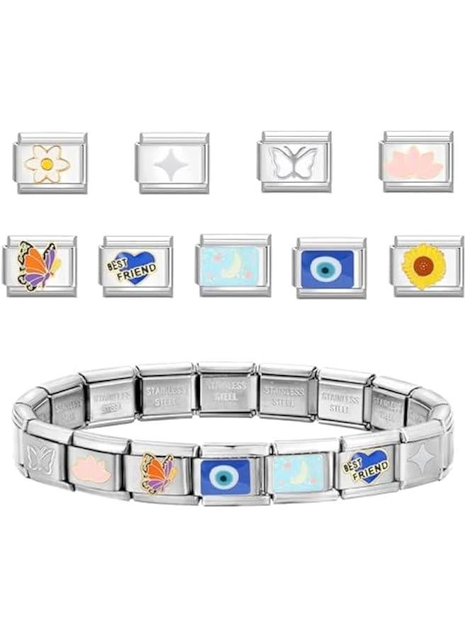 Arabest Italian Charms Bracelet Sets with 1Pcs Starter Brascelet 9Pcs Charms 9mm Italian Modular Charm Bracelet DIY Module Jewelry Gifts - Image 2