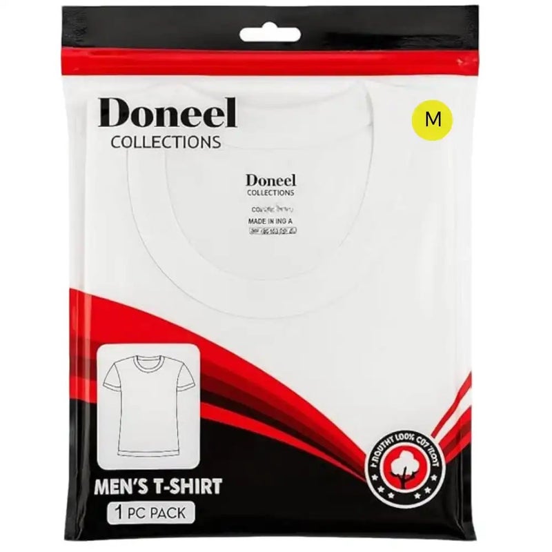 Doneel Mens Slim Fit Short Sleeve White Innerwear Tshirt with Round Neck- Medium - Image 1