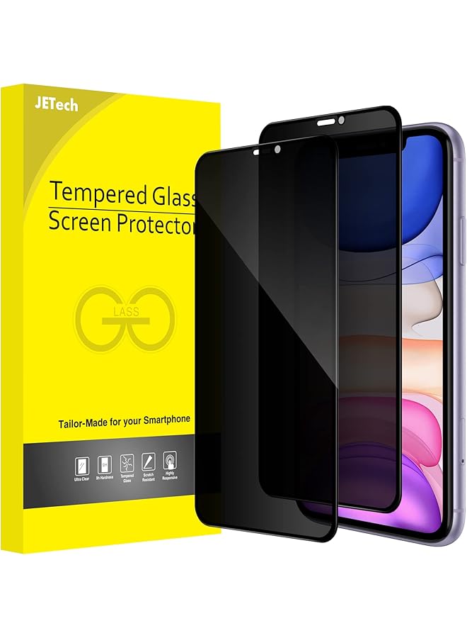 Jetech Privacy Full Coverage Screen Protector For Iphone 11 And Iphone Xr 6.1 Inch Anti Spy Tempered Glass Film Edge To Edge Protection Case Friendly 2 Pack - Image 1