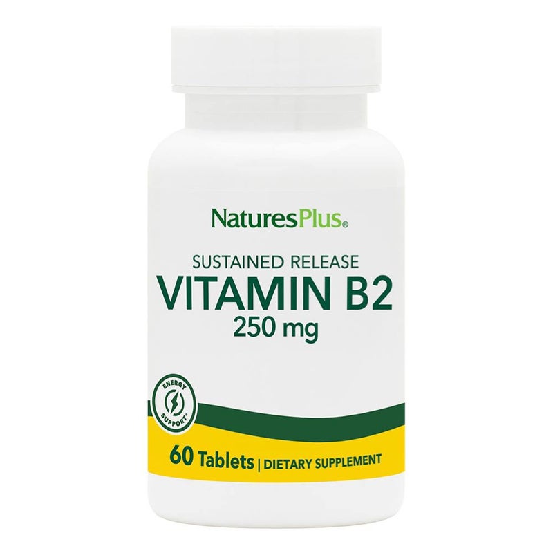 NaturesPlus Vitamin B2 250 mg 60 Sustained Release Tablets Supports Energy Immune Health Vibrant Hair Skin and Nails Antioxidant Protection Vegetarian Gluten Free 60 Servings