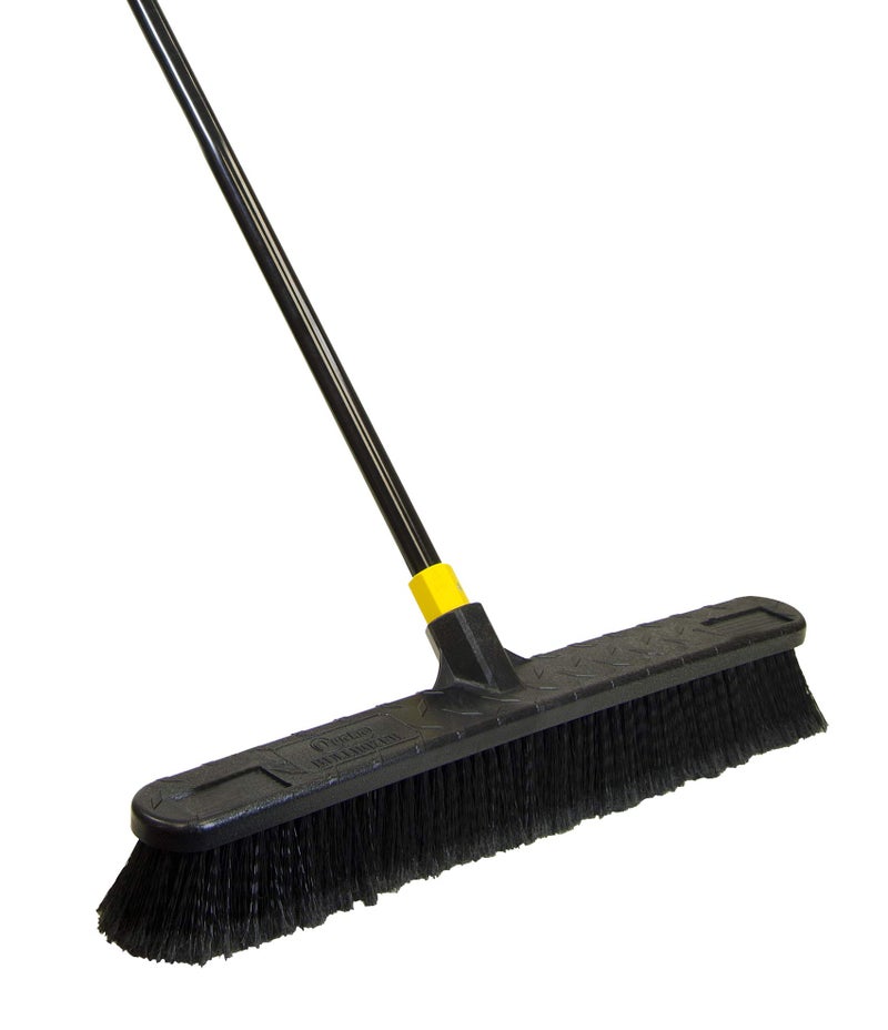 Quickie Bulldozer Smoothsurface Push Broom 24 inch Black Indoor and Outdoor Cleaning Steel Handle ProfessionalGrade Sweep HomeGarageKitchenHallways 538