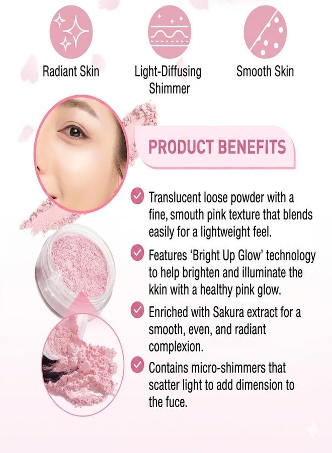 VIRAVIN HOUSEWARE Baby Bright Glow Tone Up Fairy Powder, Delicate Pink Tint with Micro-Shimmer Finish, Oil-Absorbing Finishing Powder for a Luminous Complexion, 50g - Image 3