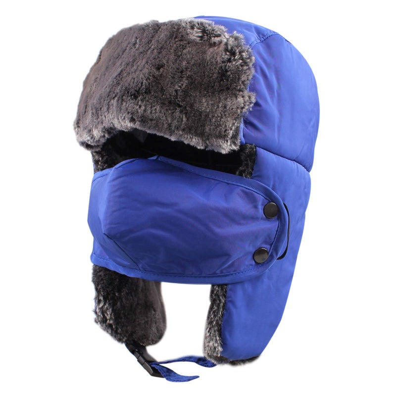 Zsedrut Winter Boy Trapper Trooper Hat Outdoor Warm Girls Ski Cap Windproof Mask Ear Flaps Hats for Kids (Royal Blue) - Image 1