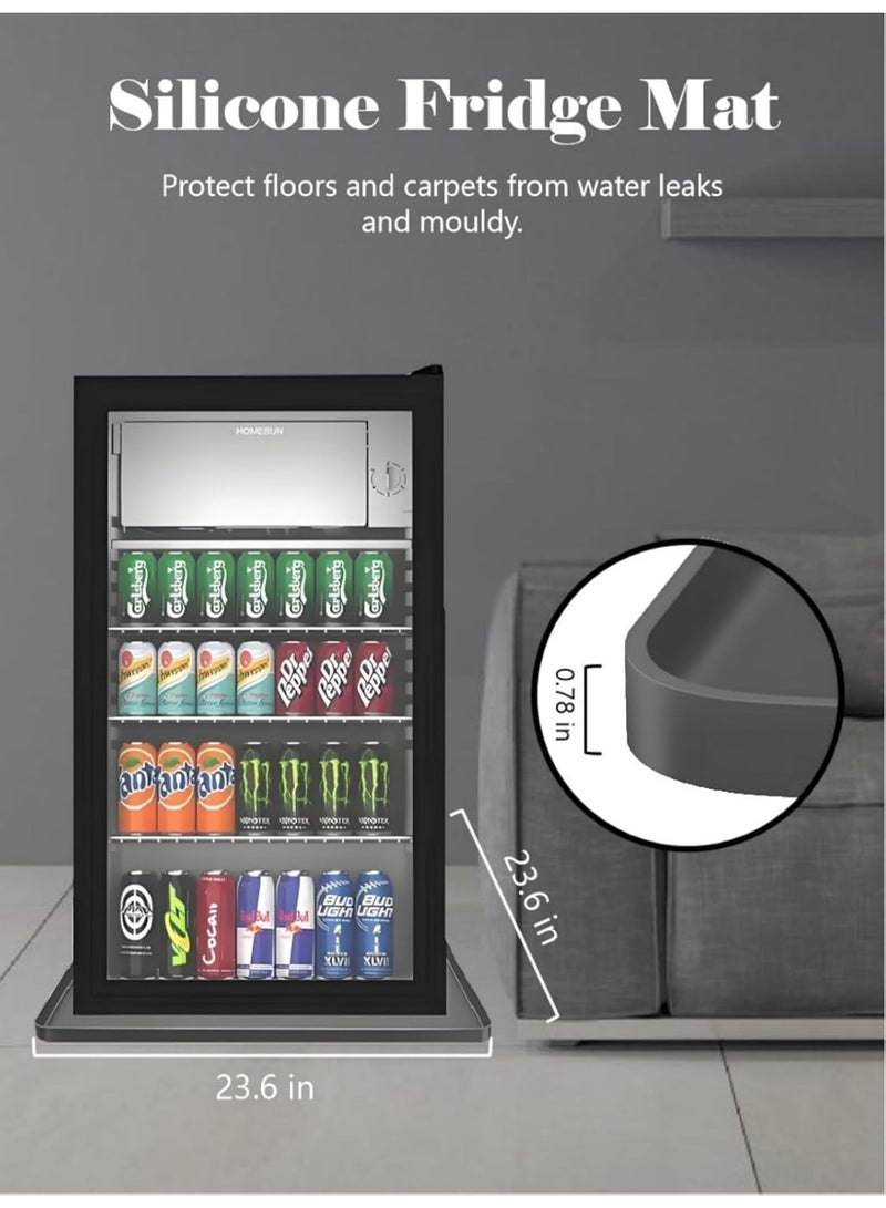 Mini Fridge Mat for Carpet - 24x24 Inch Silicone Mat Drip Pan with Raised Edge, Refrigerator Floor Protector Mat, Trays for Washing Machine, Dryer for Water Leak-Free Anti-Slip - Grey - Image 4