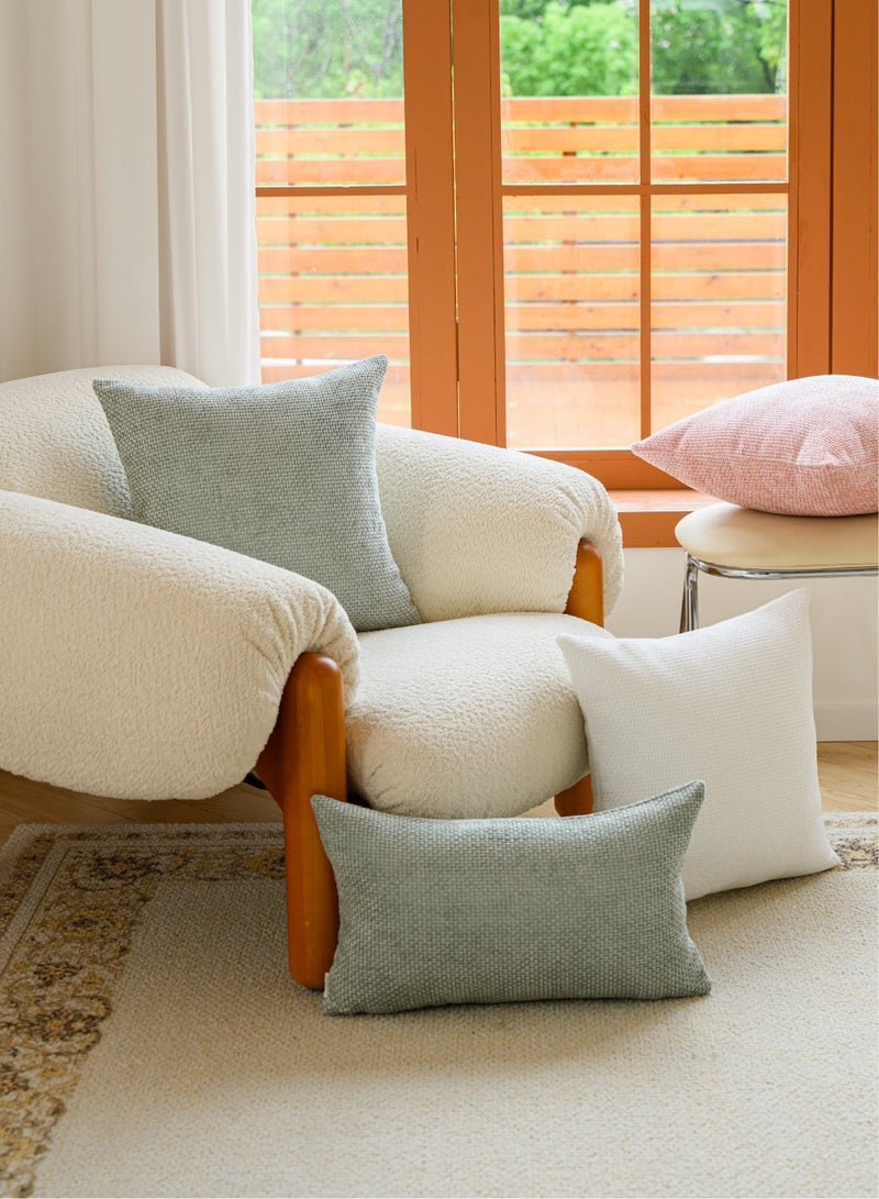 a moment a moment Light Green Chenille Cushion Cover Throw Pillow Covers 50x50 CM Pack of 2 Modern Decorative Pillowcase Farmhouse Cross Pillows  - Image 5