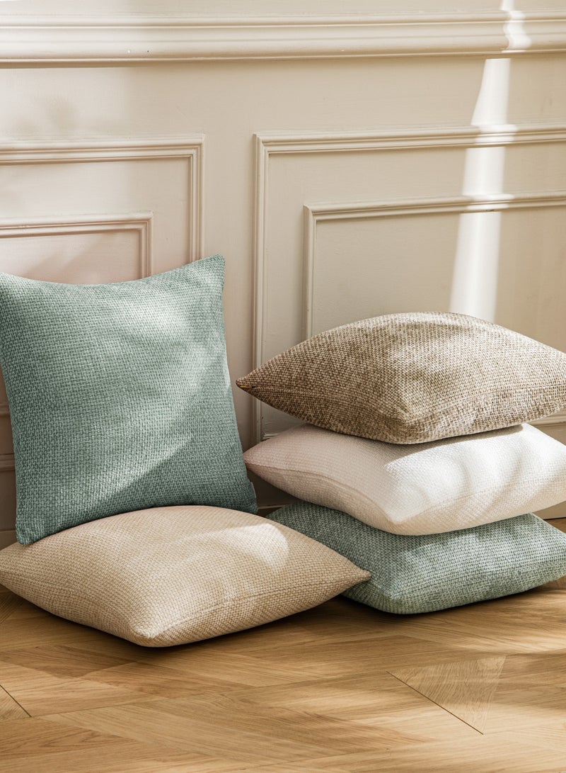 لحظة غطاء وسادة شنيلي باللون الأخضر الفاتح لحظة 50x50 سم عبوة من 2 غطاء وسادة زخرفي حديث من الطراز الريفي على شكل صليب. - Image 5