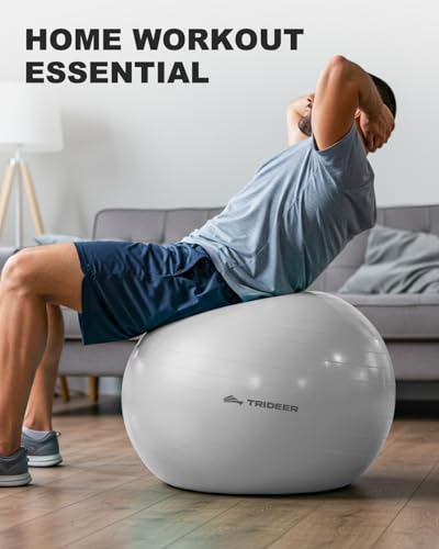 Trideer Yoga Ball for Exercise, Pregnancy & Birthing, 5 Sizes Exercise Ball for Physical Therapy, Stability, Fitness, Quick Pump Included - Image 4