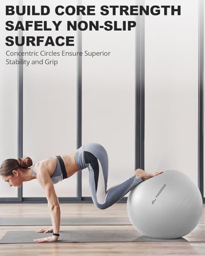 Trideer Yoga Ball for Exercise, Pregnancy & Birthing, 5 Sizes Exercise Ball for Physical Therapy, Stability, Fitness, Quick Pump Included - Image 3