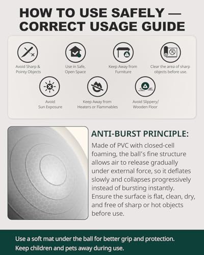 Trideer Yoga Ball for Exercise, Pregnancy & Birthing, 5 Sizes Exercise Ball for Physical Therapy, Stability, Fitness, Quick Pump Included - Image 2