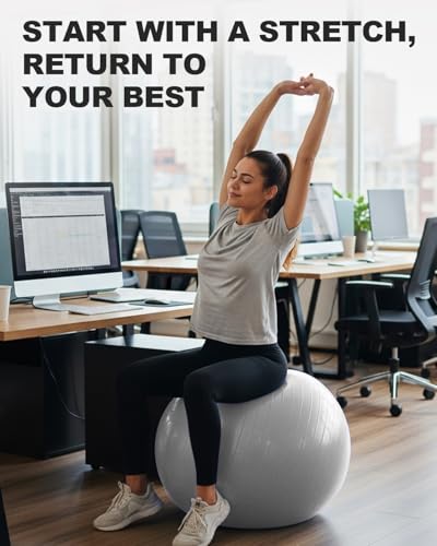 Trideer Yoga Ball for Exercise, Pregnancy & Birthing, 5 Sizes Exercise Ball for Physical Therapy, Stability, Fitness, Quick Pump Included - Image 5